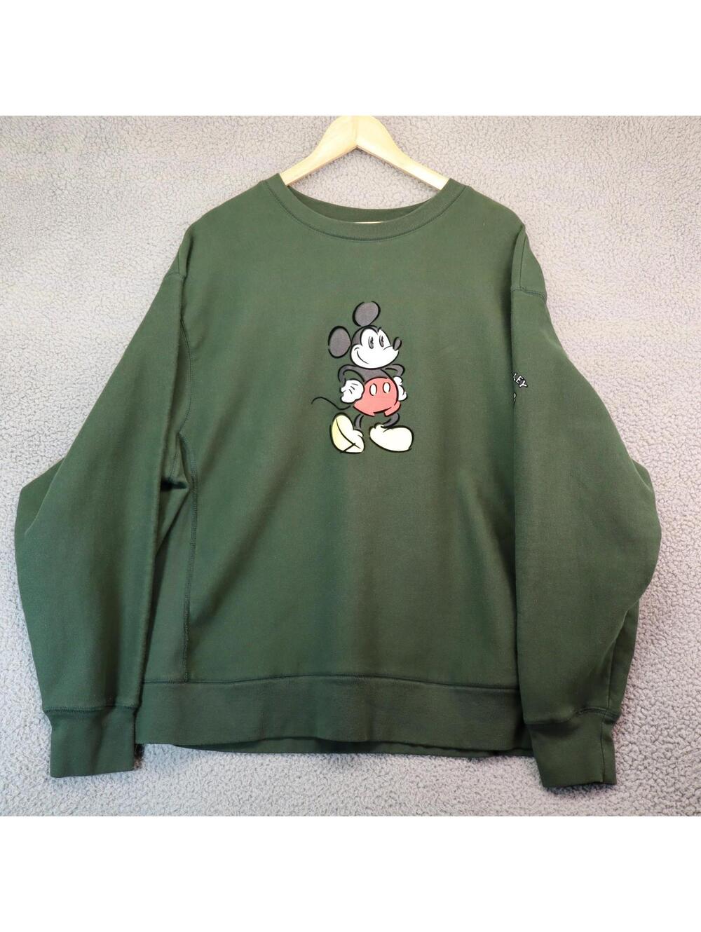 Mickey Mouse Sweatshirt Adult 2XL Green Disney World 90s
